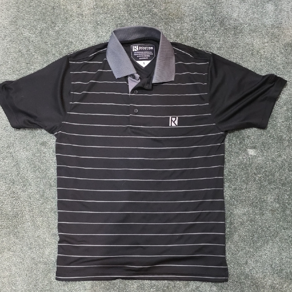 Men's Black Striped Polo Shirt